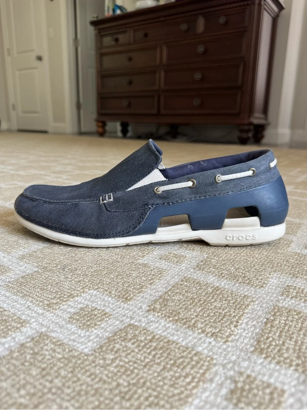 Crocs Santa Cruz Canvas Loafers Slip On Boat Shoes Navy Men’s 13